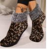2 Pcs Of Women's Plush Winter Leopard Print Thermal Lined Slipper Leg Covers