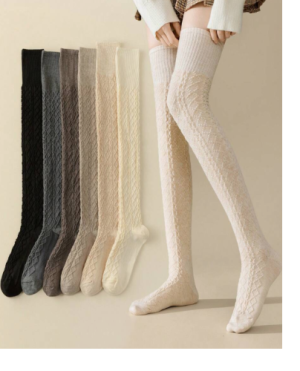 2 Pair Women Over The Knee Stockings (Black)